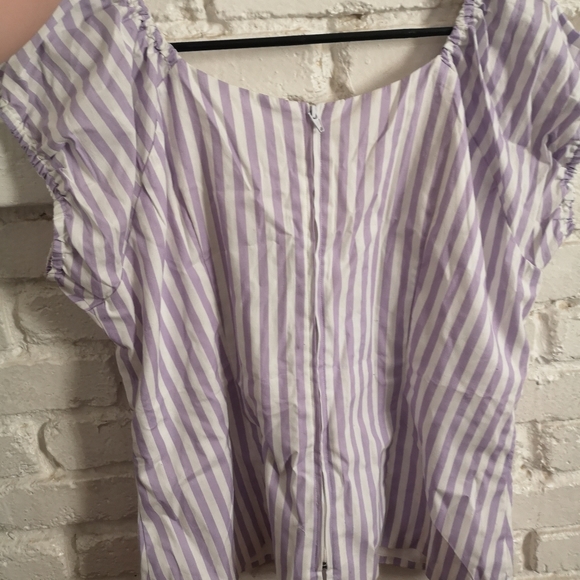 Magnolia Place Plus Size Lilac & White Stripe Stripe May Top - Picture 7 of 7